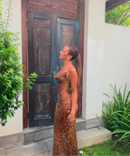 Number-Graphic Silk Sheer Dress