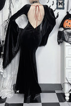Gothic Polyester Open-Back Dress