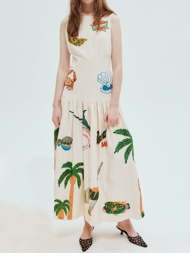 Printed Knit Midi Dress with Cutout Details