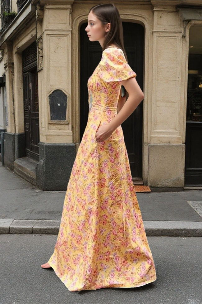 Floral Maxi Dress with Square Neckline Main image