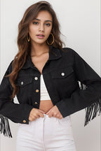 Denim Coat with Beaded Details
