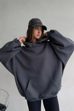 Oversized Polyester Hoodie with Print Details