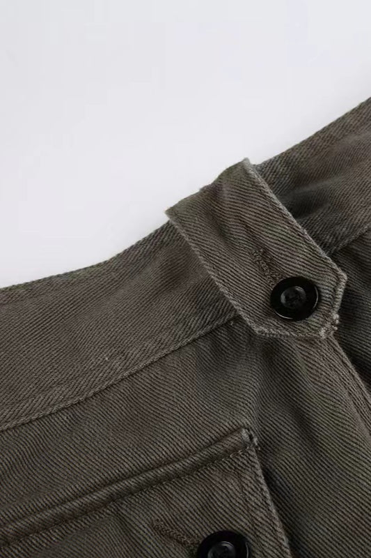 Mid-Rise Pocket-Detail Cargo Jeans