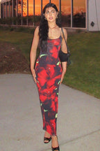 Floral Slim-Fit Dress with U-Neckline