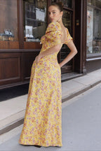 Floral Maxi Dress with Square Neckline
