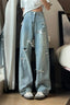 Distressed Polyester Jeans with Cotton Fabric