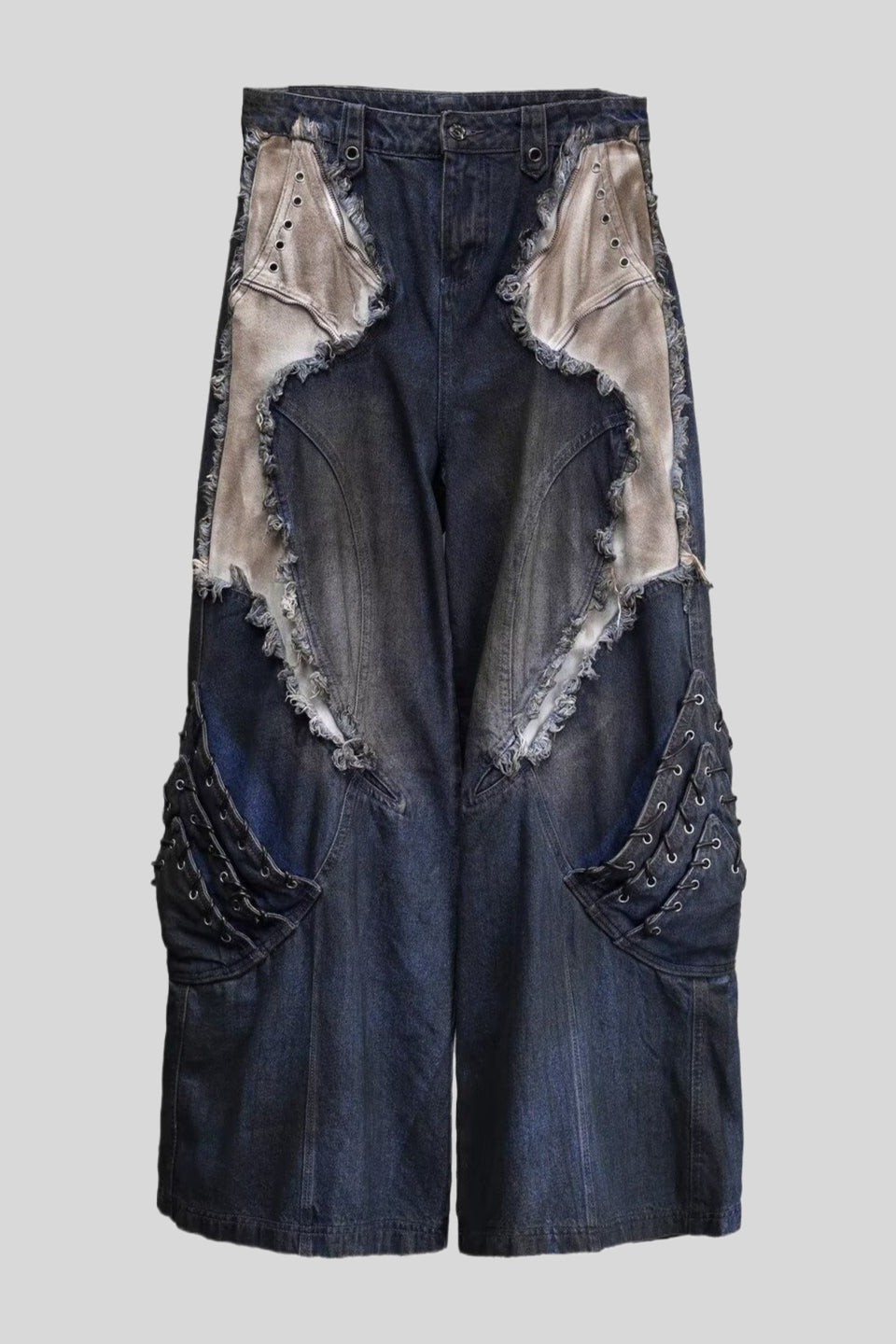 Distressed Denim Jeans in a Wide-Leg Fit