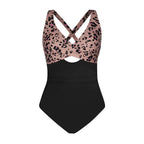 Floral Cut Out Back Tie One Piece Set black / XS