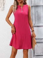 Off-Shoulder Button-Detail Dress