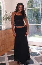 Maxi Polyester Two-Piece Set with Mesh Detailing
