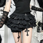 Cross Pendant Culottes Aesthetic Skirt Black / XS