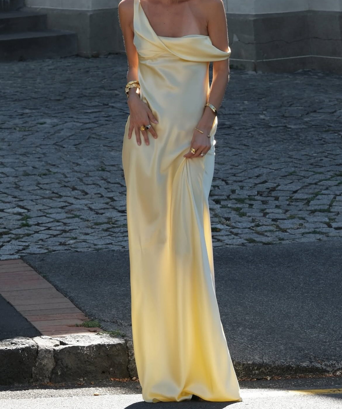 Silk Fitted Gown with Draped Details