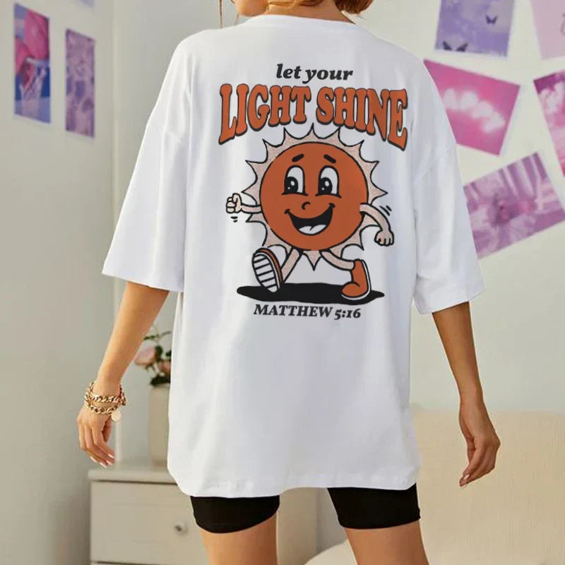 Bible Verse Cartoon Back Print T-shirt WHITE / S t-shirt-250223