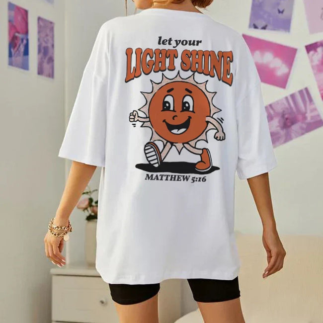 Bible Verse Cartoon Back Print T-shirt WHITE / S t-shirt-250223 Main image