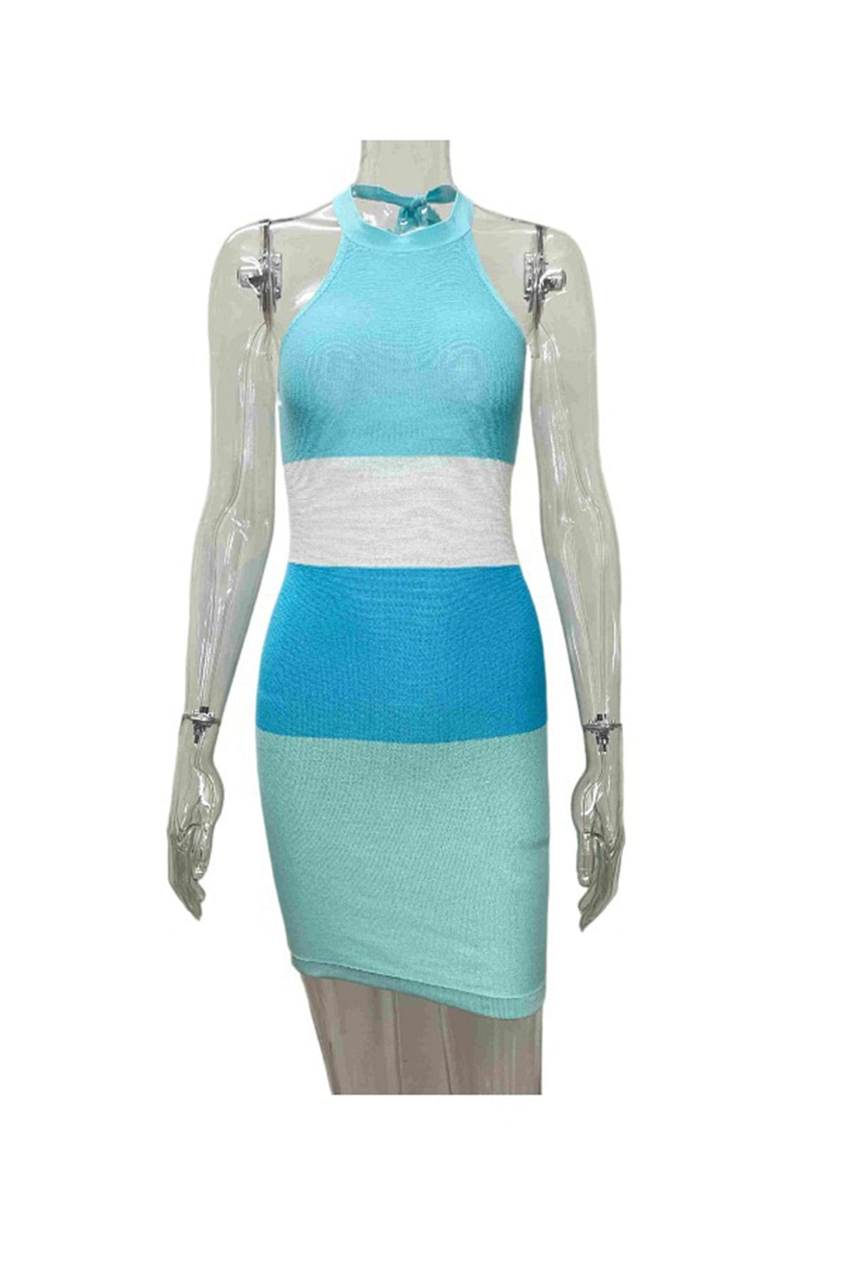 Striped Knit Dress with Contrast Details
