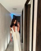 Cupro Maxi Dress with Plunging Neckline