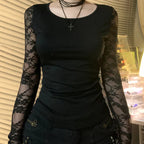 Transparent Lace Backless Knitted Top