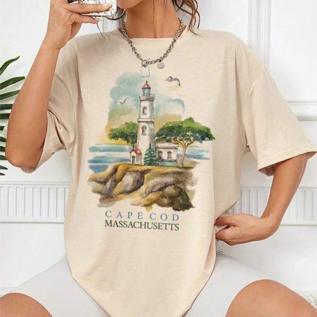 Cape Cod Massachusetts Travel T-shirt Khaki / S t-shirt-250223 Main image