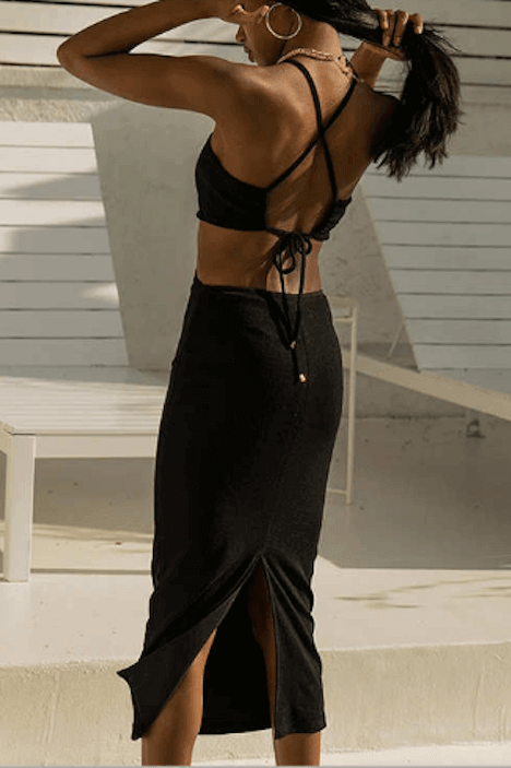 V-Neck Cutout Strap-Detail Dress