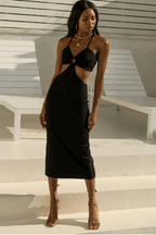 V-Neck Cutout Strap-Detail Dress