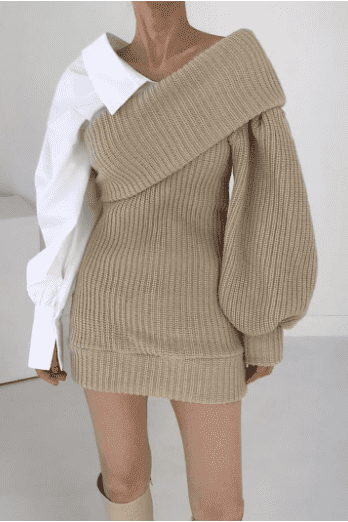 Knit Layered-Look Top with Stitching Details