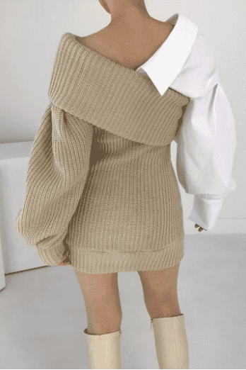 Knit Layered-Look Top with Stitching Details
