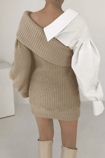 Knit Layered-Look Top with Stitching Details