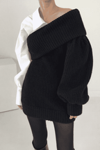 Knit Layered-Look Top with Stitching Details