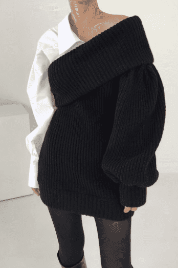 Knit Layered-Look Top with Stitching Details