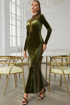 Velvet Mesh Panelled Dress