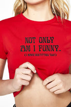 Lettered Cotton Crew-Neck Cropped T-Shirt