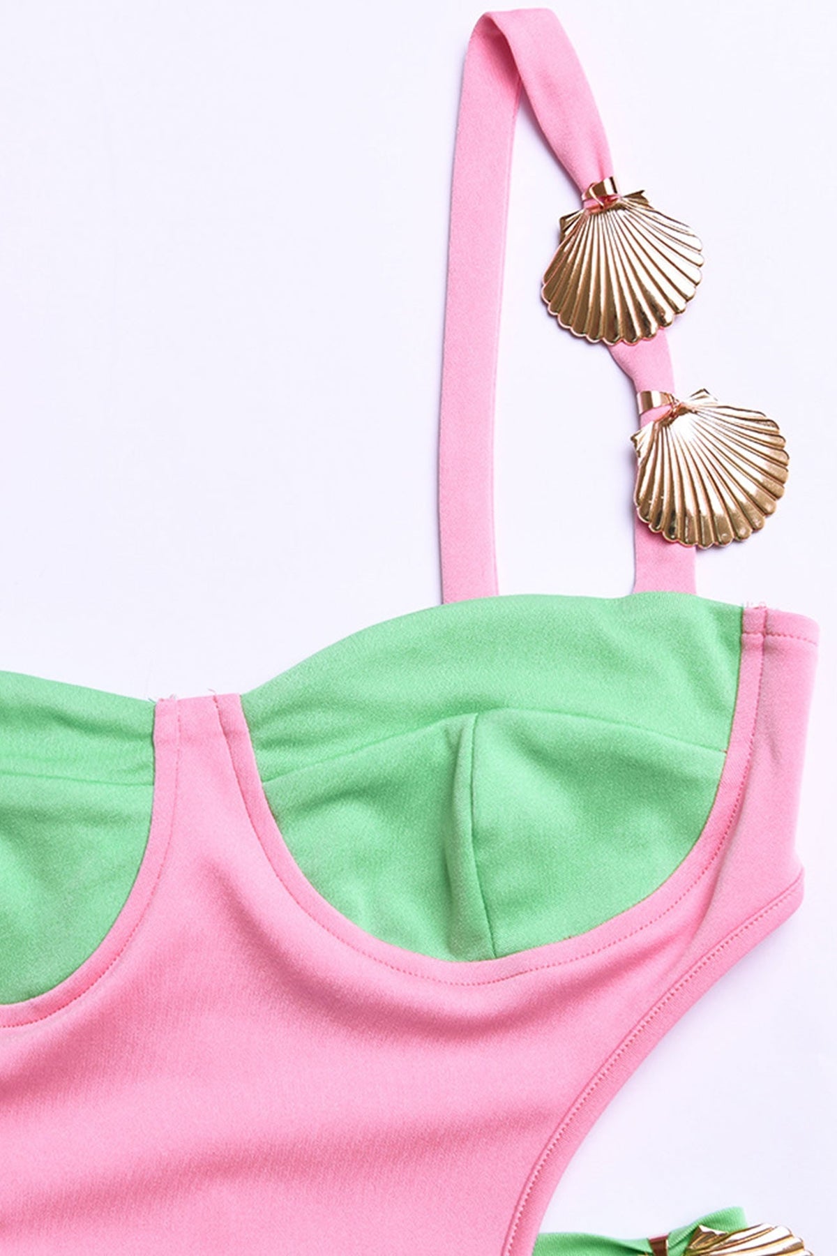 Contrast-Detail Cami Dress with Cutout Details