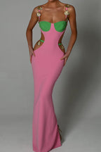 Contrast-Detail Cami Dress with Cutout Details