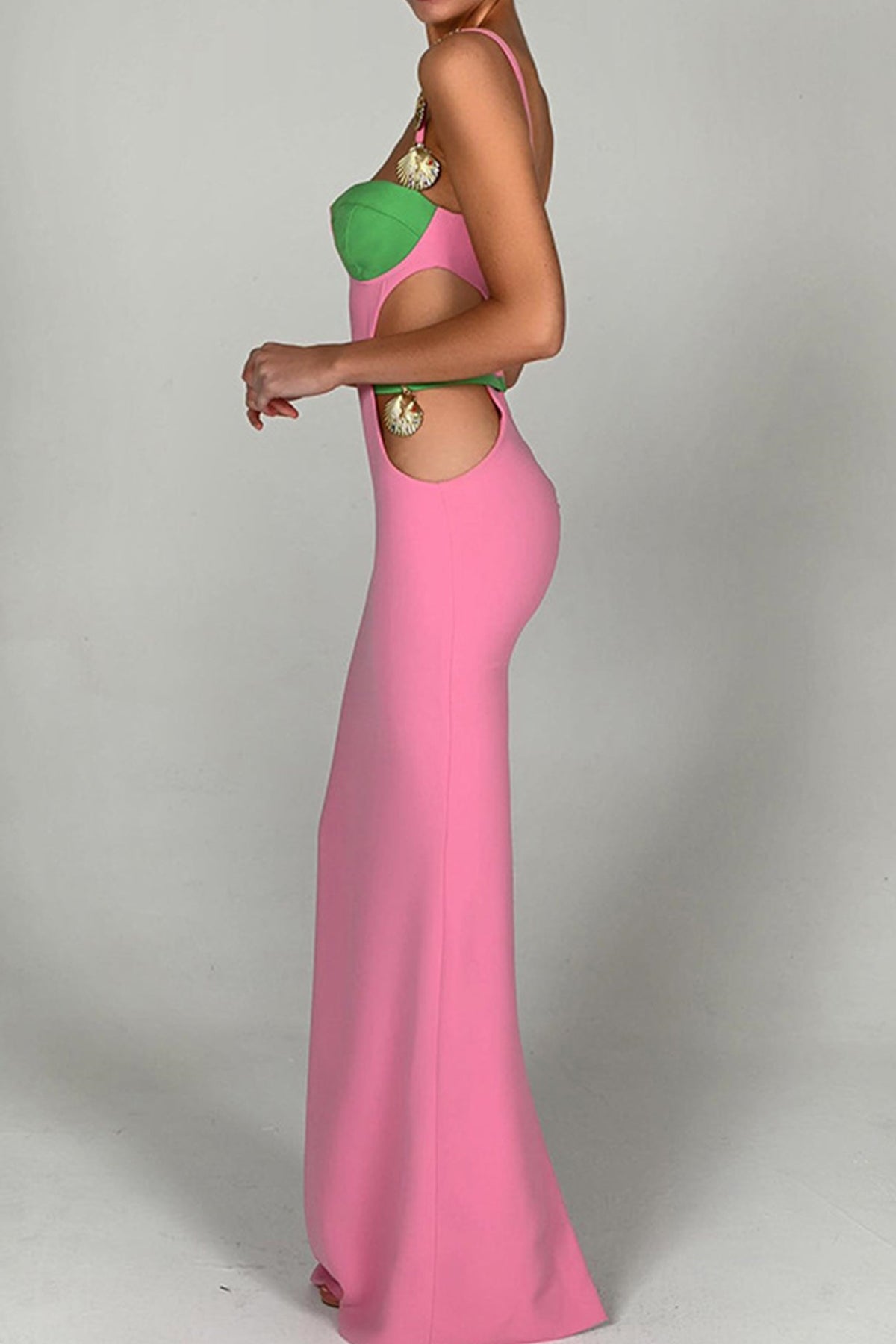 Contrast-Detail Cami Dress with Cutout Details