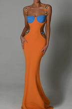 Contrast-Detail Cami Dress with Cutout Details
