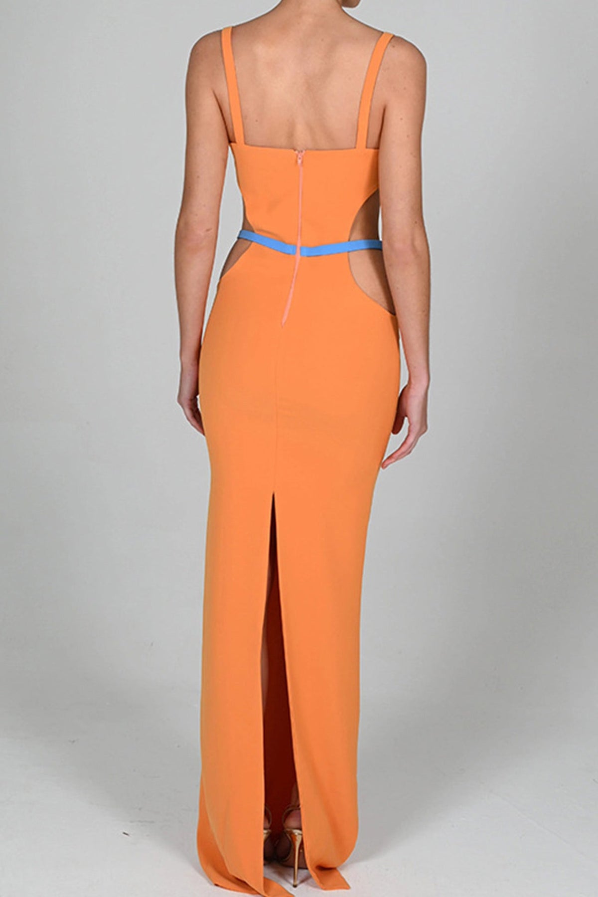 Contrast-Detail Cami Dress with Cutout Details