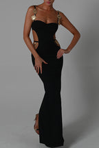 Contrast-Detail Cami Dress with Cutout Details