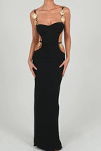 Contrast-Detail Cami Dress with Cutout Details