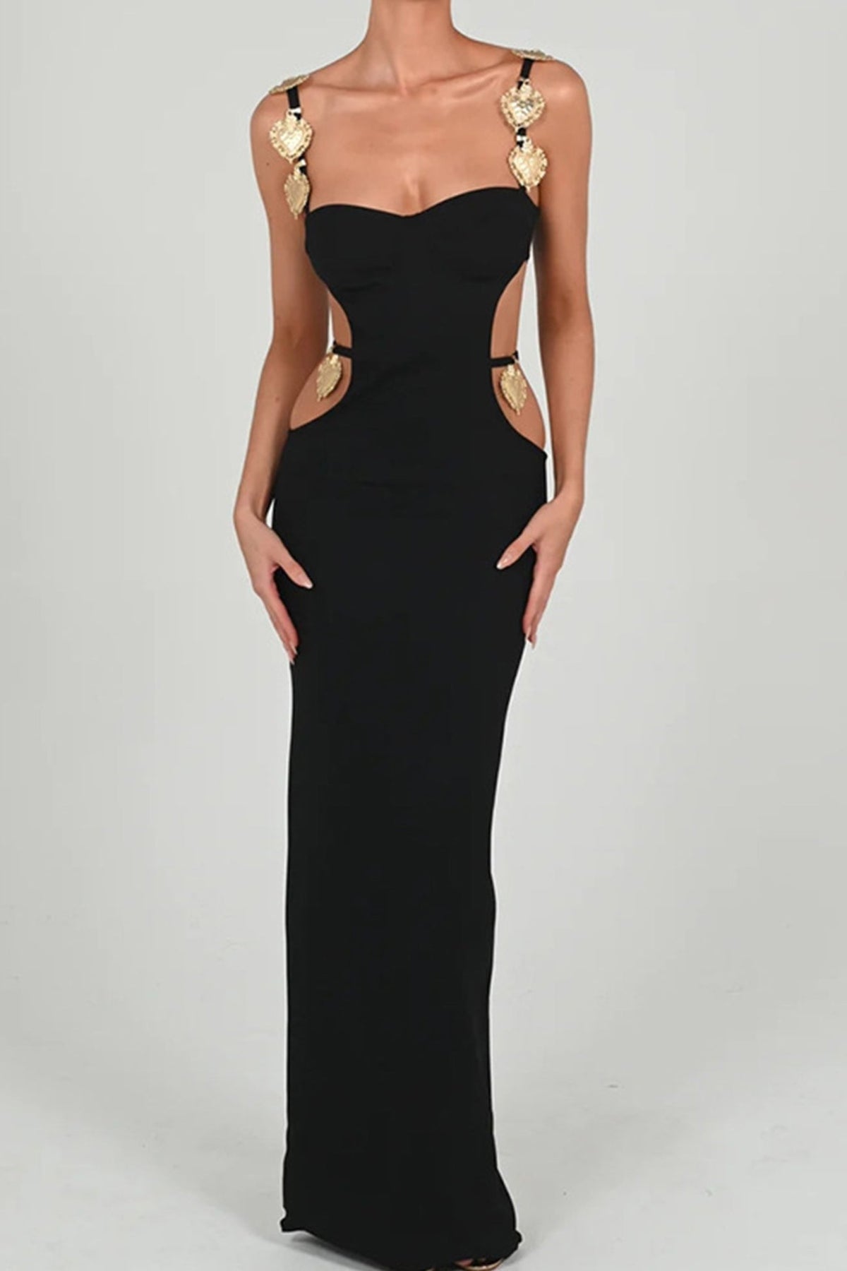 Contrast-Detail Cami Dress with Cutout Details