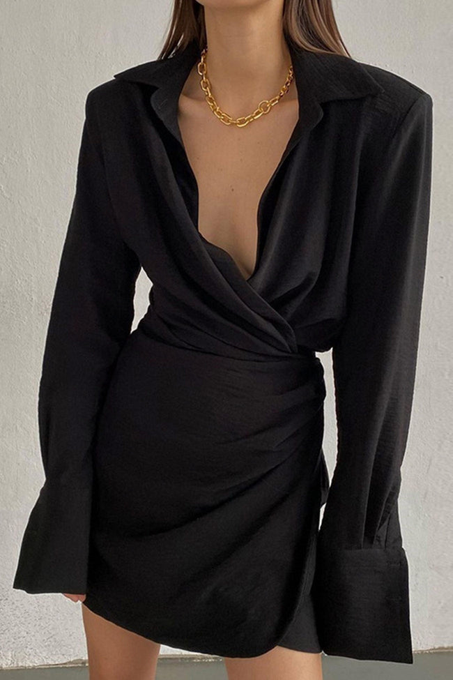 Cowl-Neck Cotton Dress with Ruching Main image