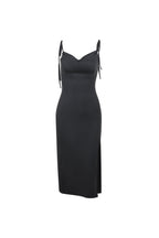 Cowl-Neck Strap-Detail Dress with Slit Detail