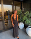 Cupro Plunging V-Neck Maxi Dress