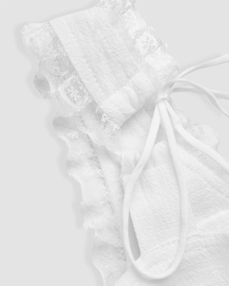 Eyelet Cotton Tank Top with Lace Detailing