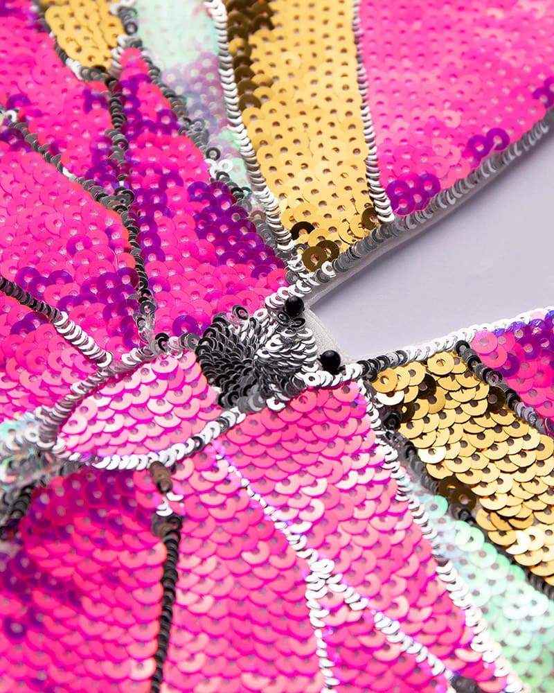 Sequined Polyester Top with Butterfly Details