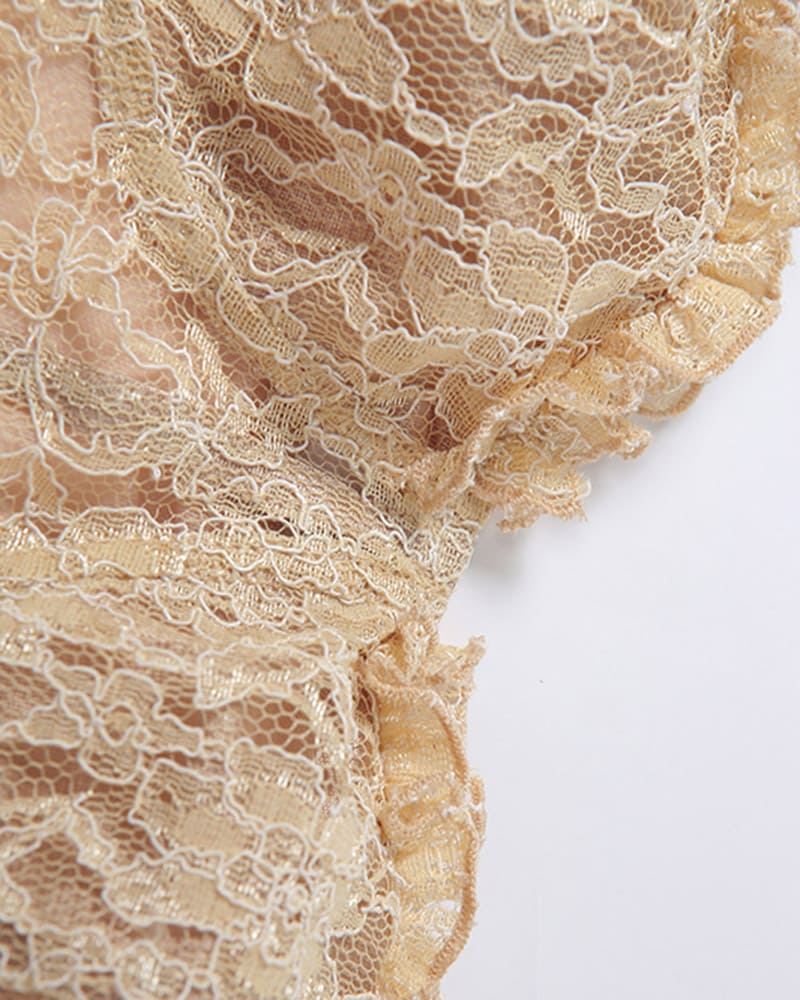 Corset-Style Polyester Top with Lace Detailing