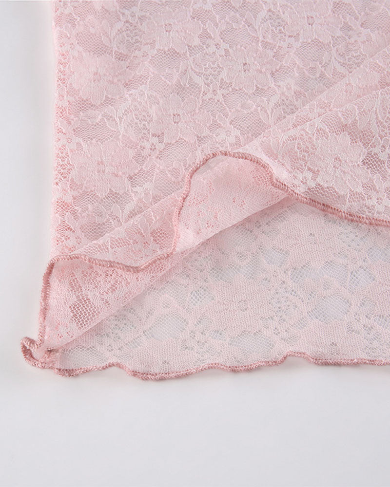 Lace Cotton Top with Ribbon Details