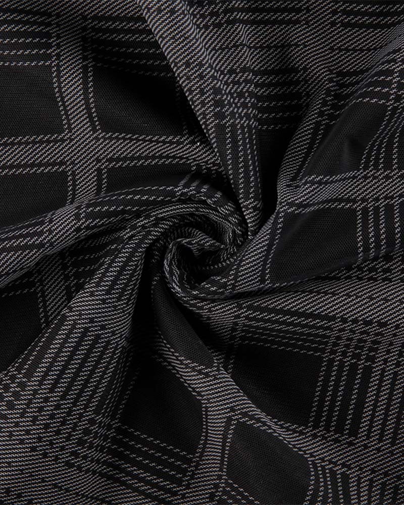 Plaid Stretch-Blend Midi Dress with Polyester Fabric