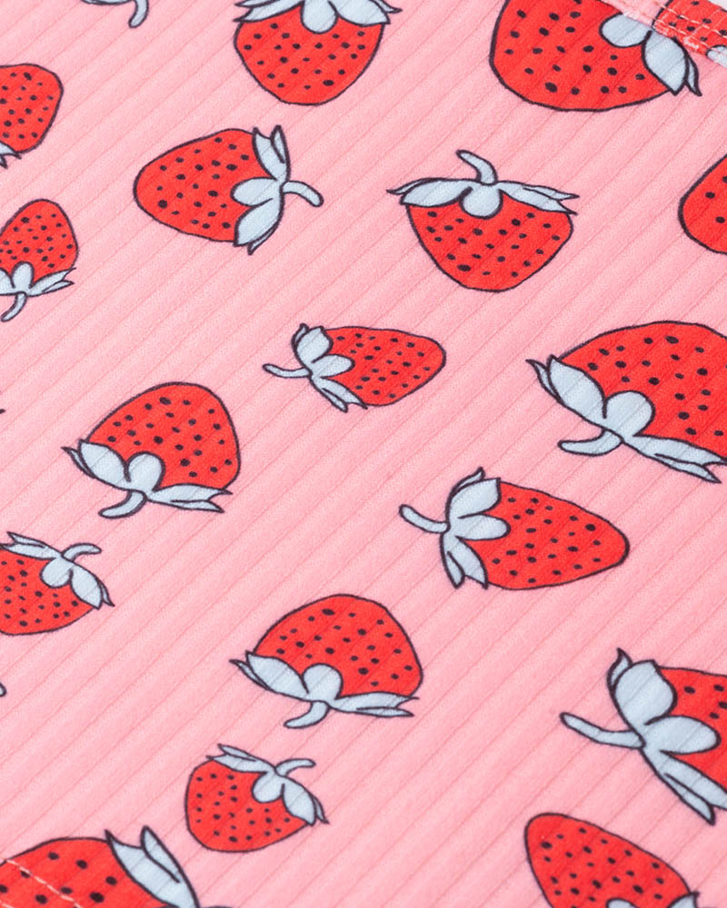 Strawberry-Print Polyester Top with Chain Details