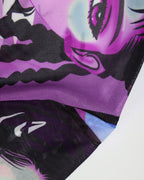 Mesh Polyester Top with Anime Graphics