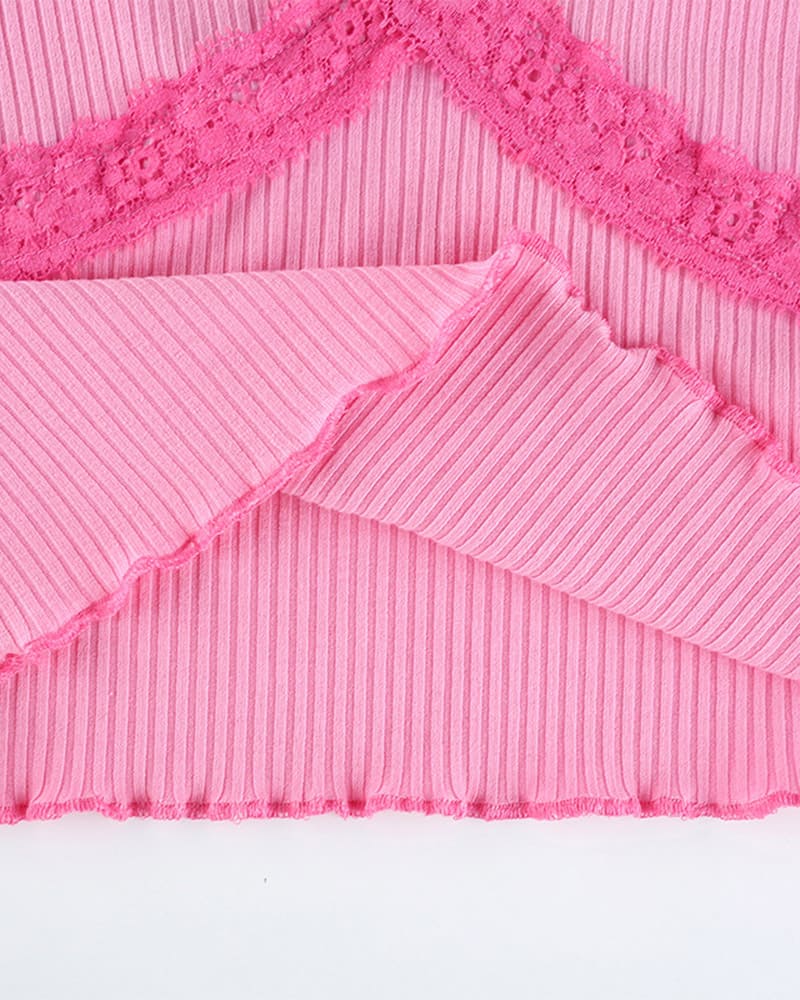 Cotton Cami Cropped Top with Stretch-Blend Fabric